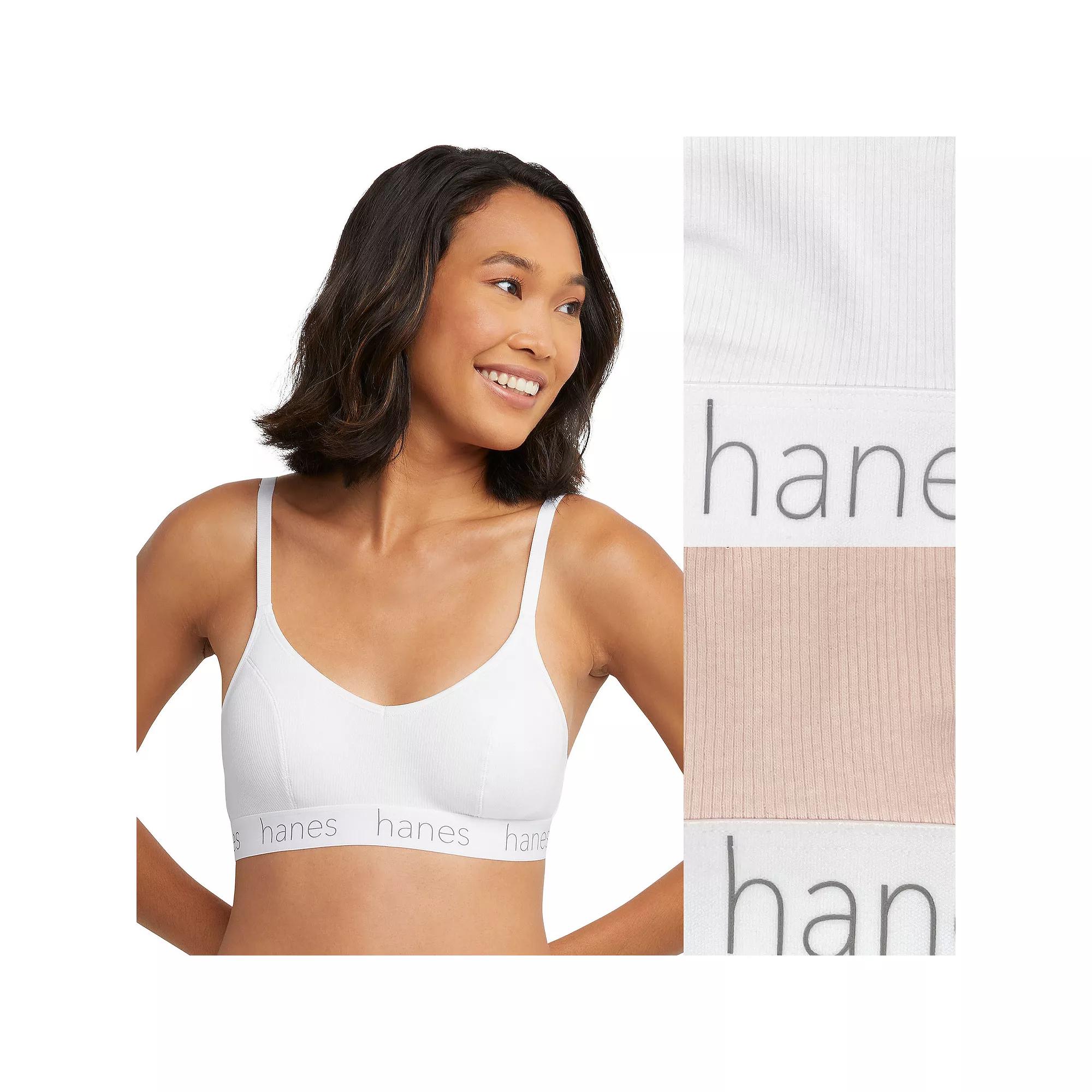 Hanes Originals Ultimate 2-Pack Stretch Cotton Triangle Bralette DHO101, Women's,  Product Image
