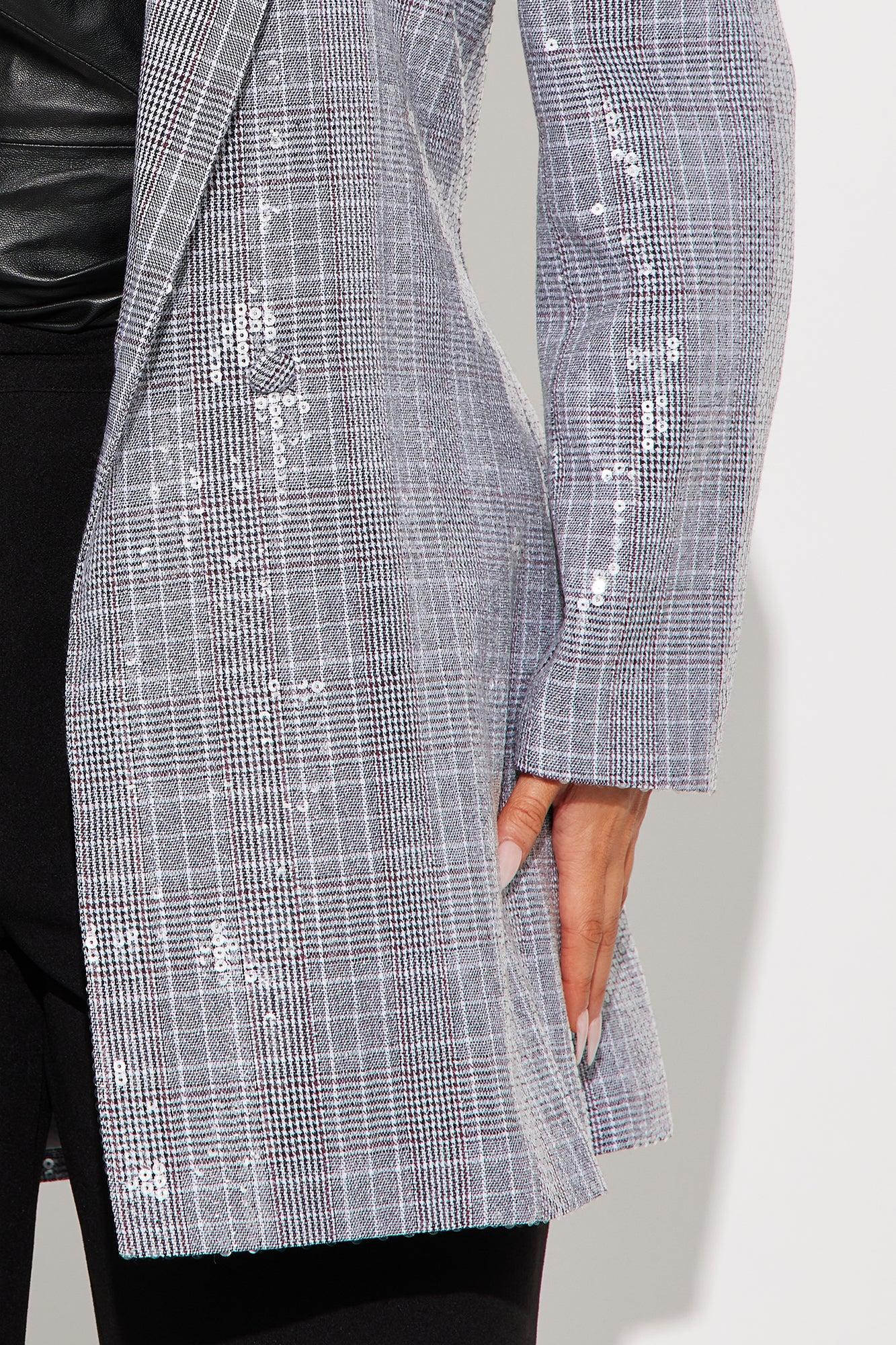 Pleasure Doing Business Sequin Blazer - Grey Product Image