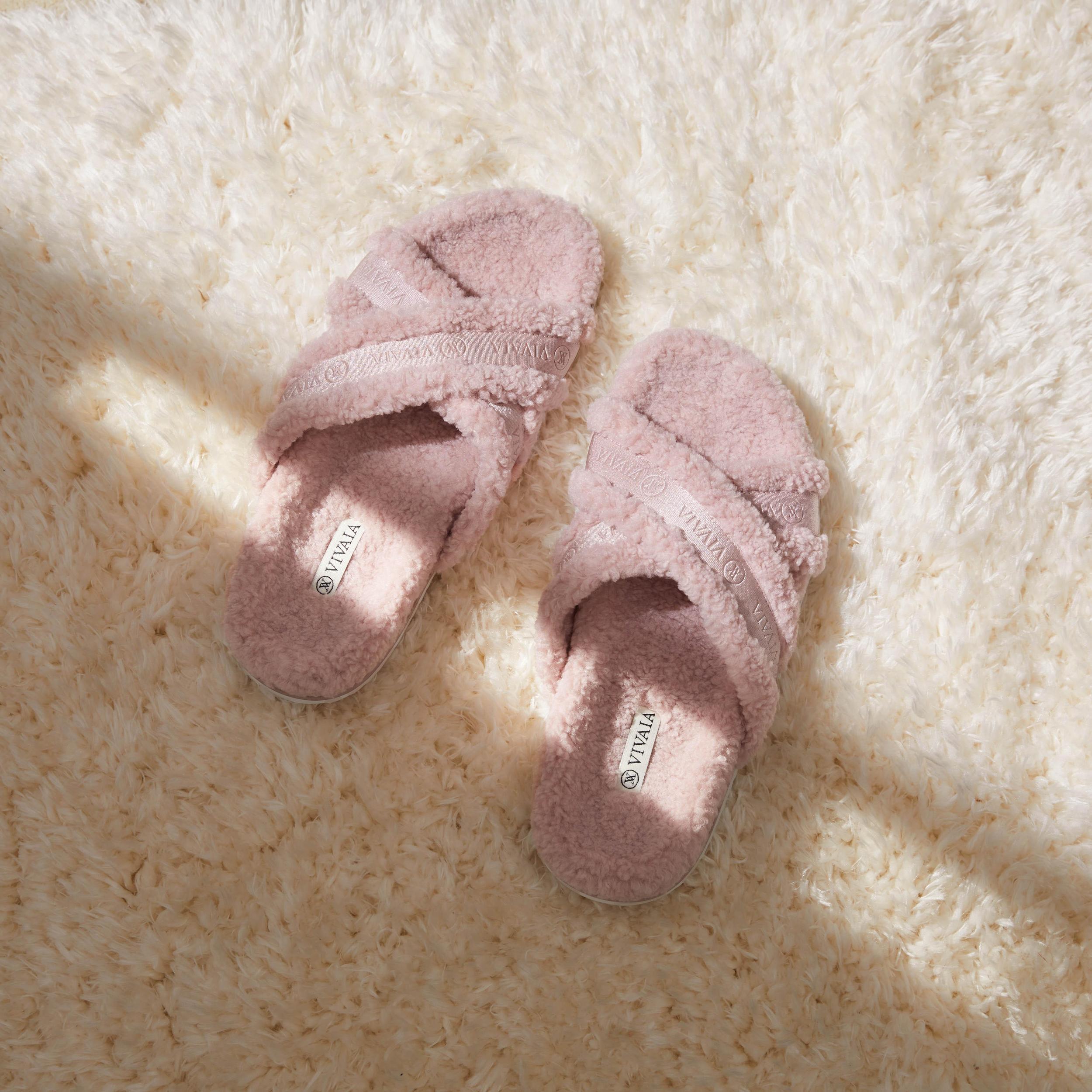 Furry Criss-Cross Strap Slippers (Hannah) Product Image