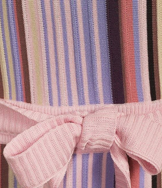 MISOOK Ribbed Knit Crew Neck Sleeveless Belted Midi Dress Product Image