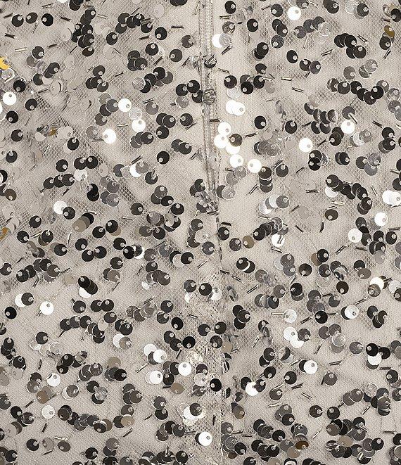 B. Darlin Spaghetti Strap Corset Beads And Sequins Long Dress Product Image