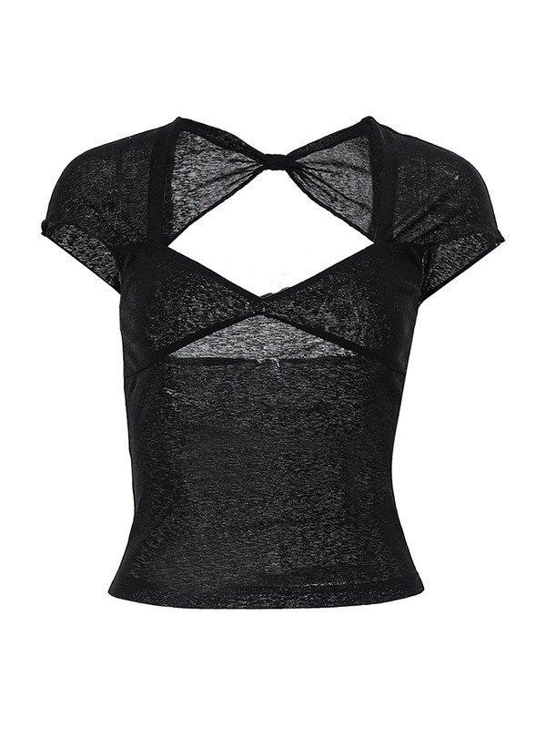 Back Cutout Black Crop Top Product Image