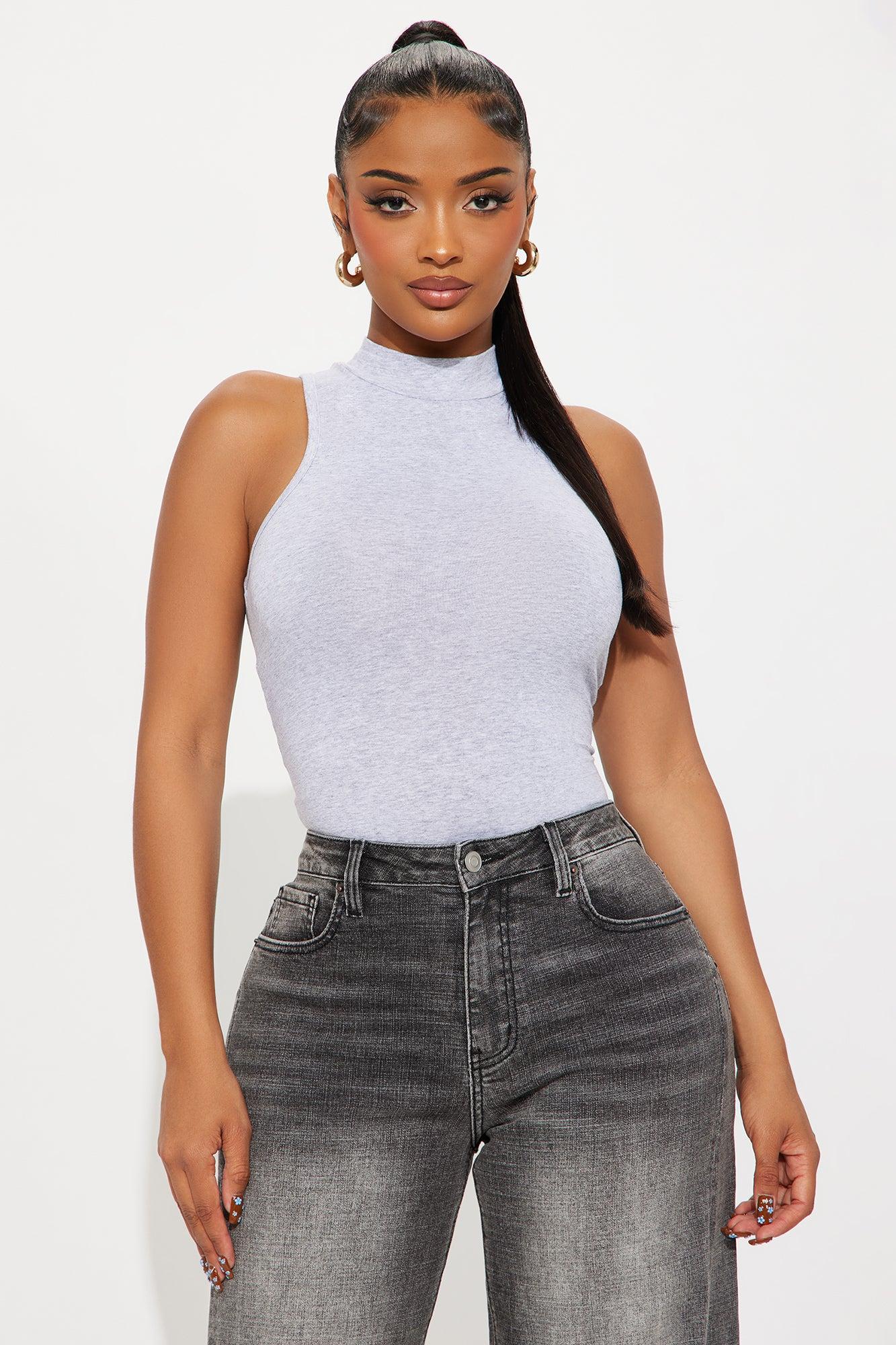 Ella Mock Neck Bodysuit - Heather Grey Female Product Image