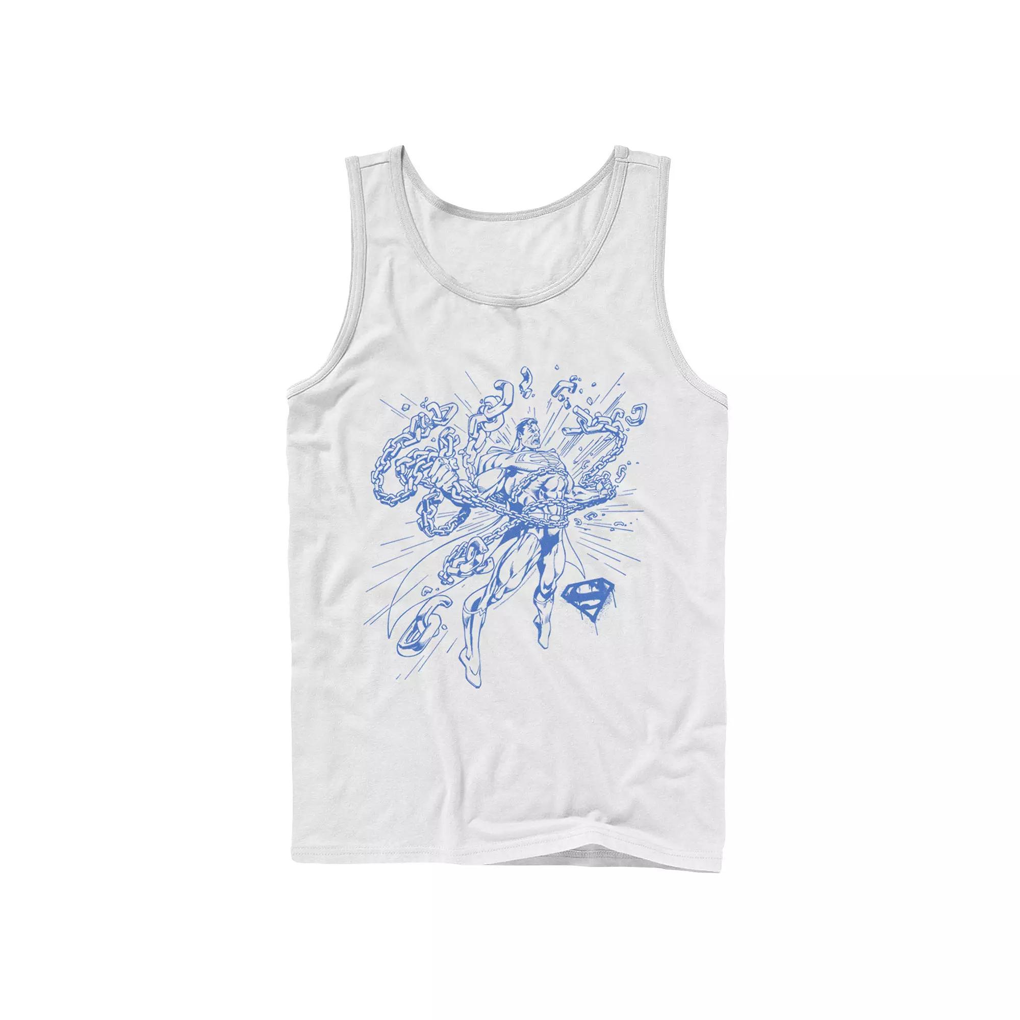 Men's DC Comics Superman Break Chains Outlined Comic Poster Tank Top,  Product Image