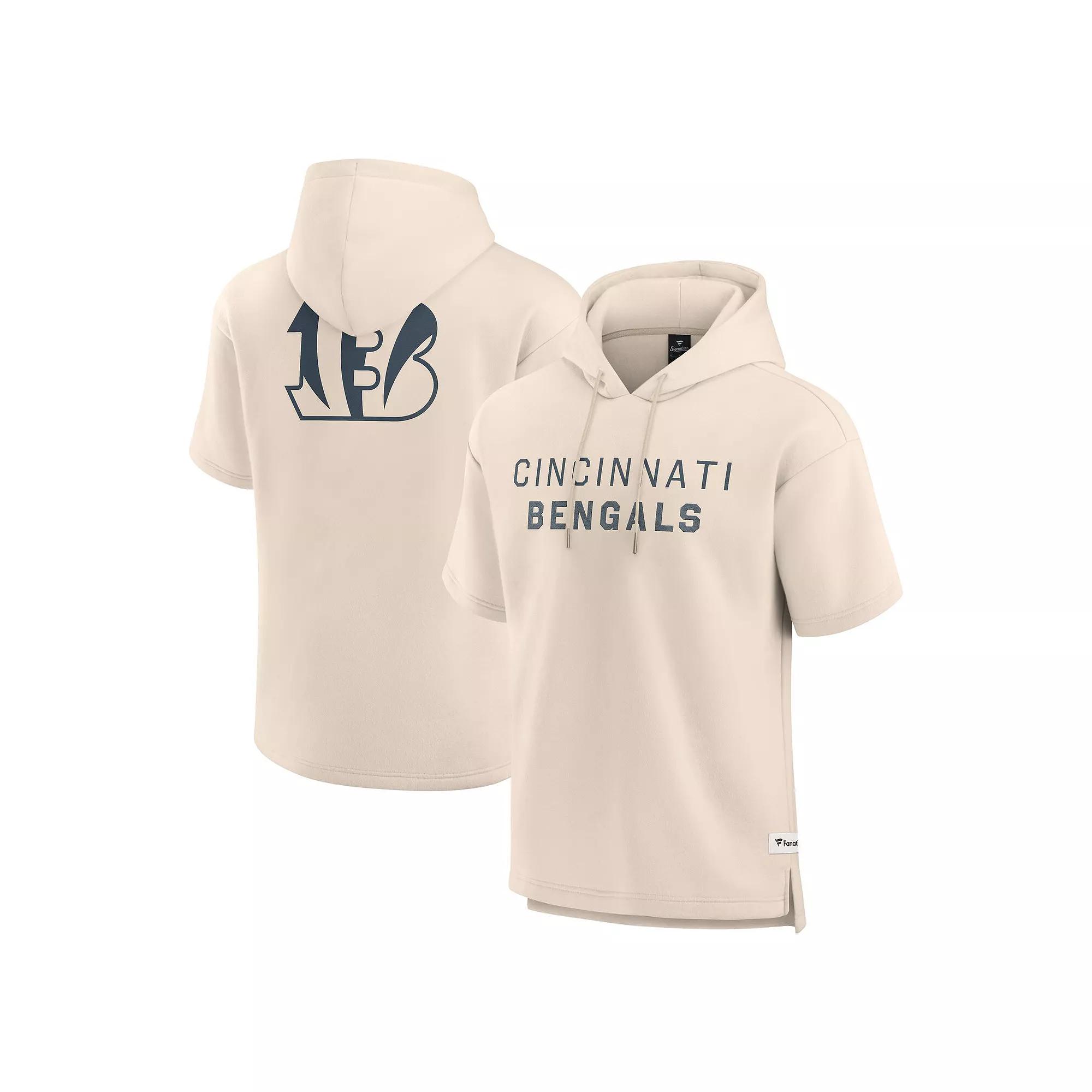 Men's Fanatics Cream Cincinnati Bengals Elements Future Ground Lettering Short Sleeve Pullover Hoodie,  Product Image