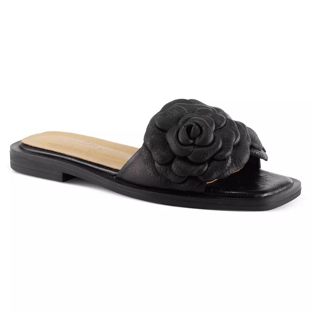 Spring Step Domonique Women's Leather Flower Slide Sandals, Size: 36, Black Product Image
