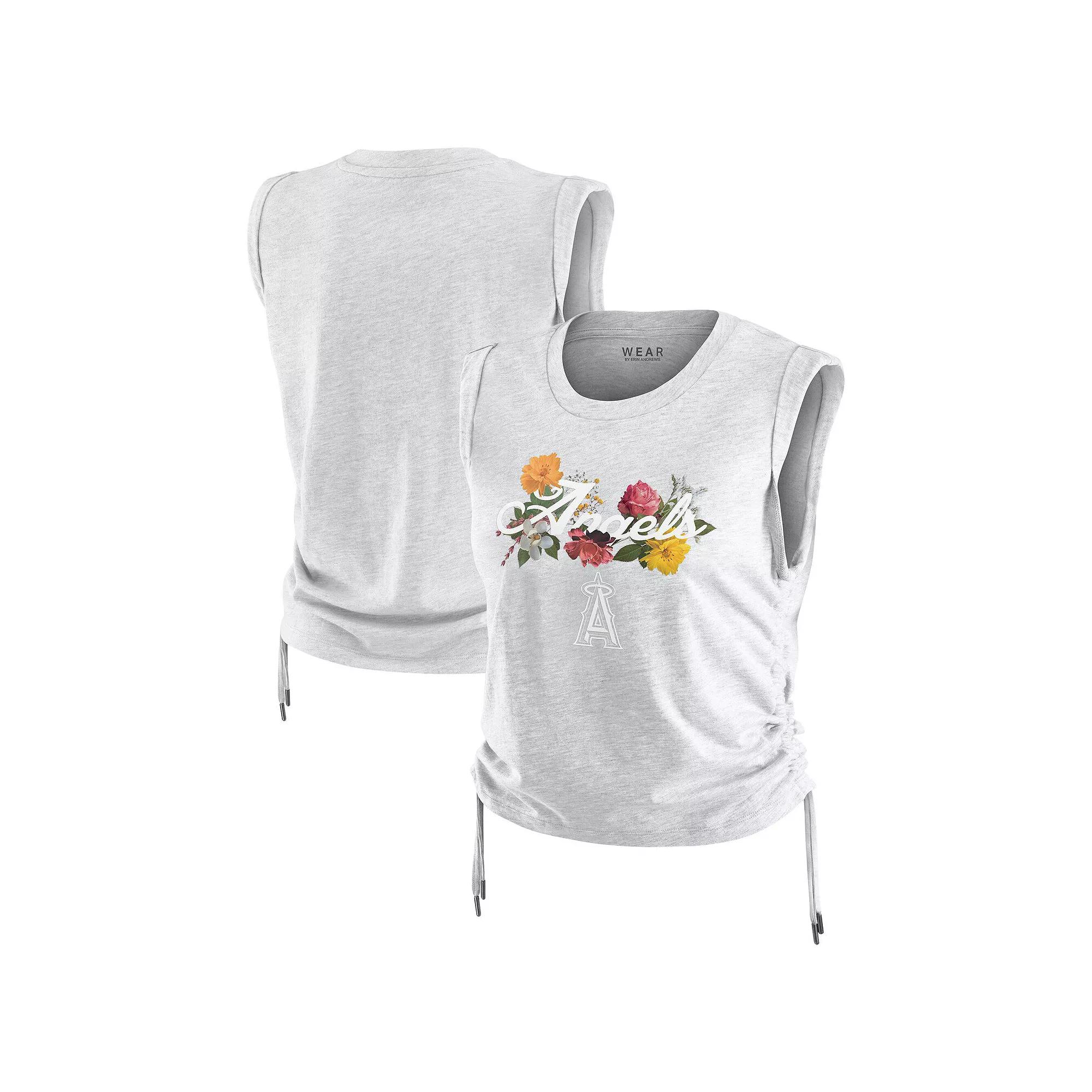 Women's WEAR by Erin Andrews Heather Gray Los Angeles Angels Cinched Tank Top,  Product Image