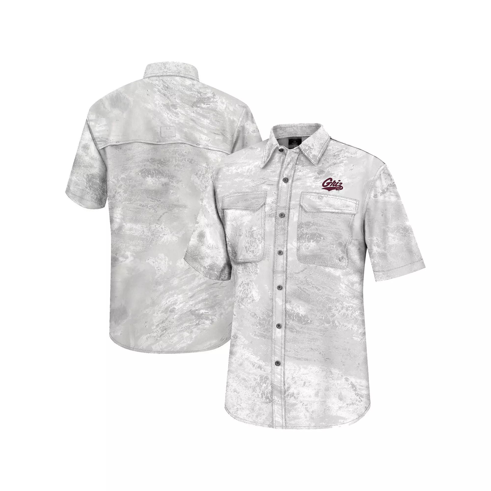 Men's Colosseum White Montana Grizzlies Realtree Aspect Charter Full-Button Fishing Shirt,  Product Image