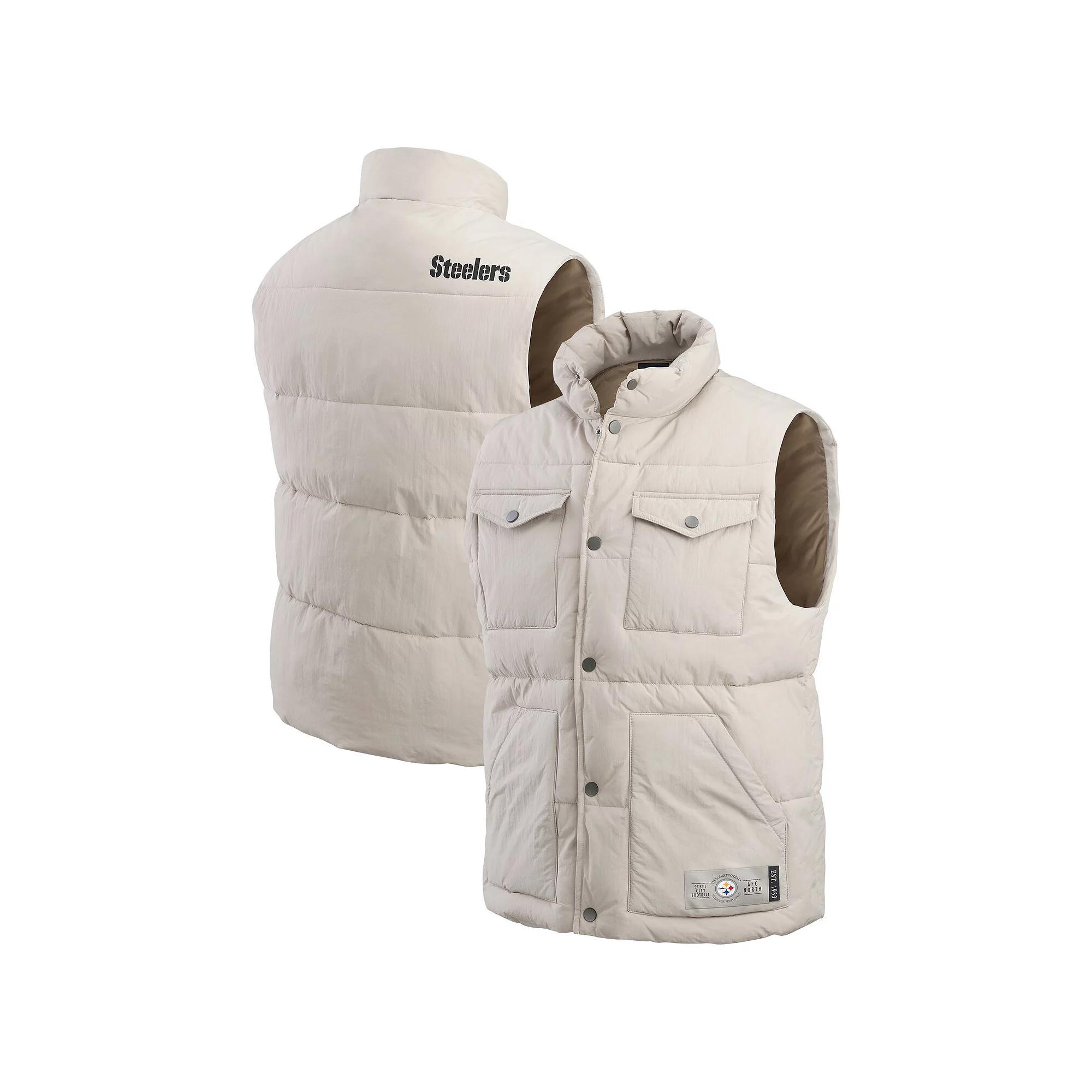 Men's Darius Rucker Collection by Fanatics Cream Pittsburgh Steelers Puffer Full-Snap Vest,  Product Image