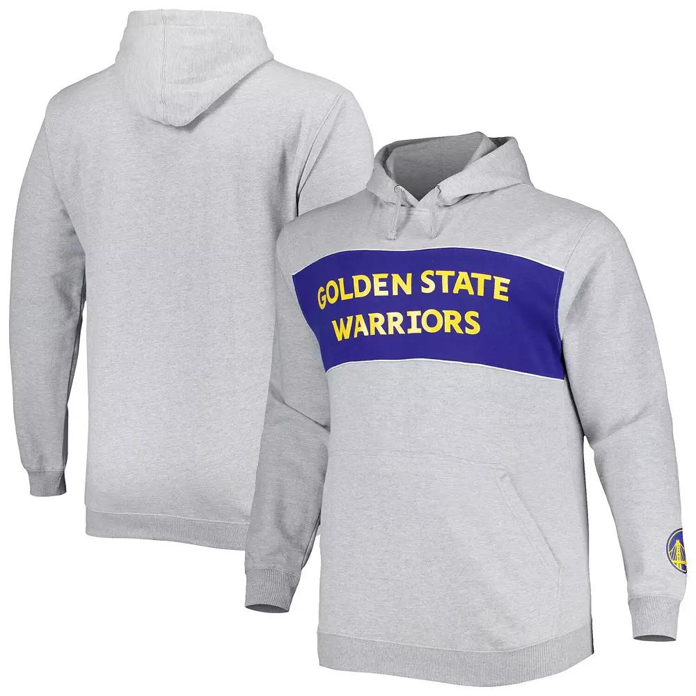 Men's Fanatics Branded Heather Gray Golden State Warriors Big & Tall Wordmark Pullover Hoodie,  Product Image