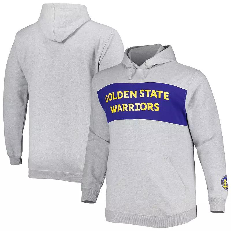 Men's Fanatics Branded Heather Gray Golden State Warriors Big & Tall Wordmark Pullover Hoodie,  Product Image