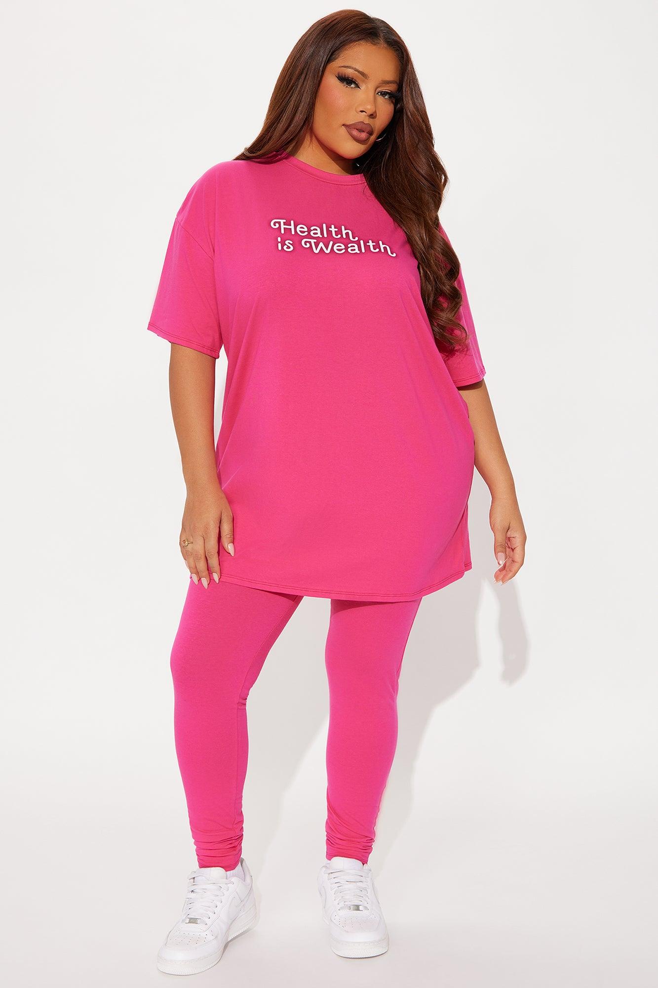 Health Is Wealth Legging Set - Hot Pink Female Product Image