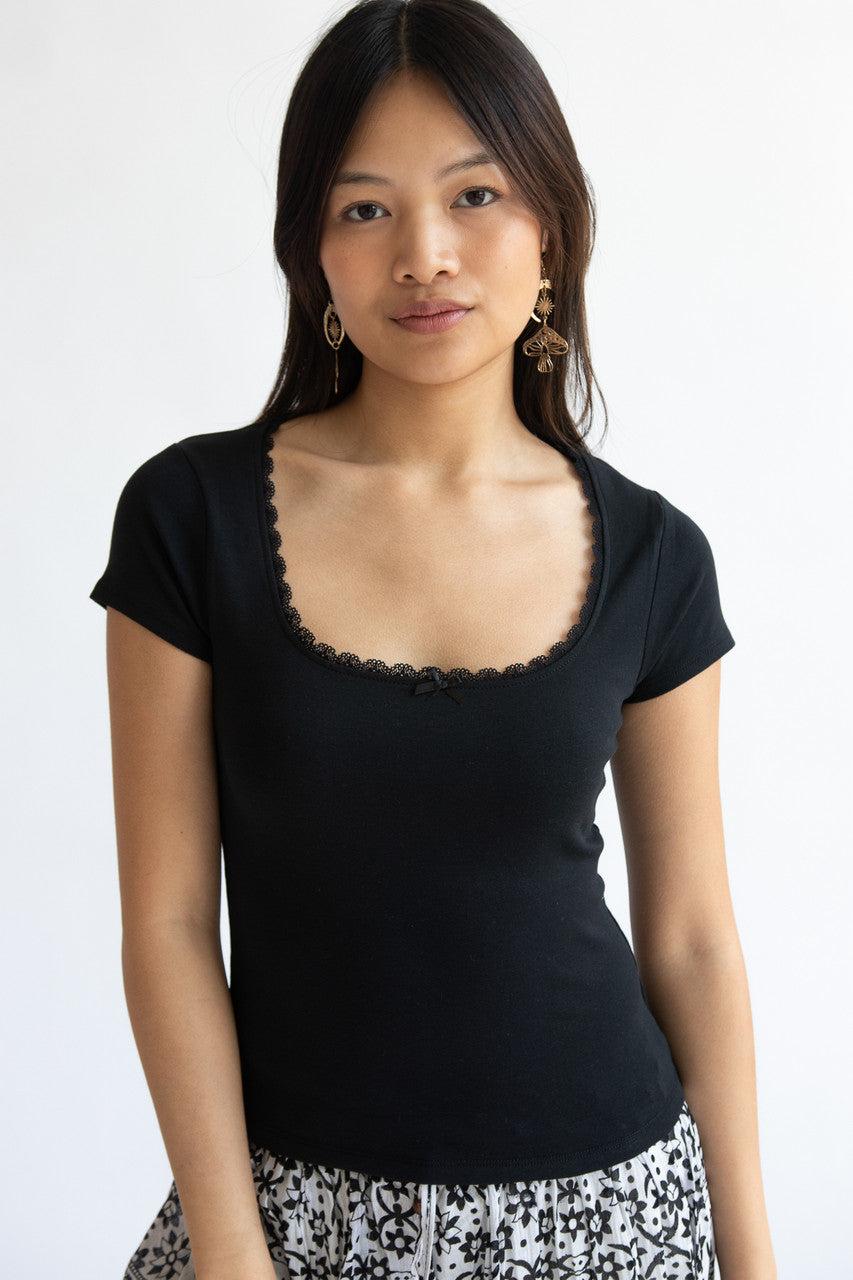 Square Neck Bow Tee Product Image