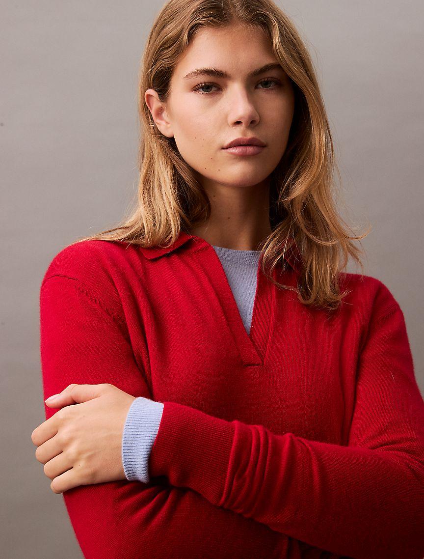 Extra Fine Merino Blend Polo Sweater Product Image
