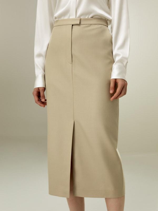 LILYSILK Wool Skirt - Female - Black Silk and Wool - Delicate Elastic Back Waist Skirt 6 Product Image