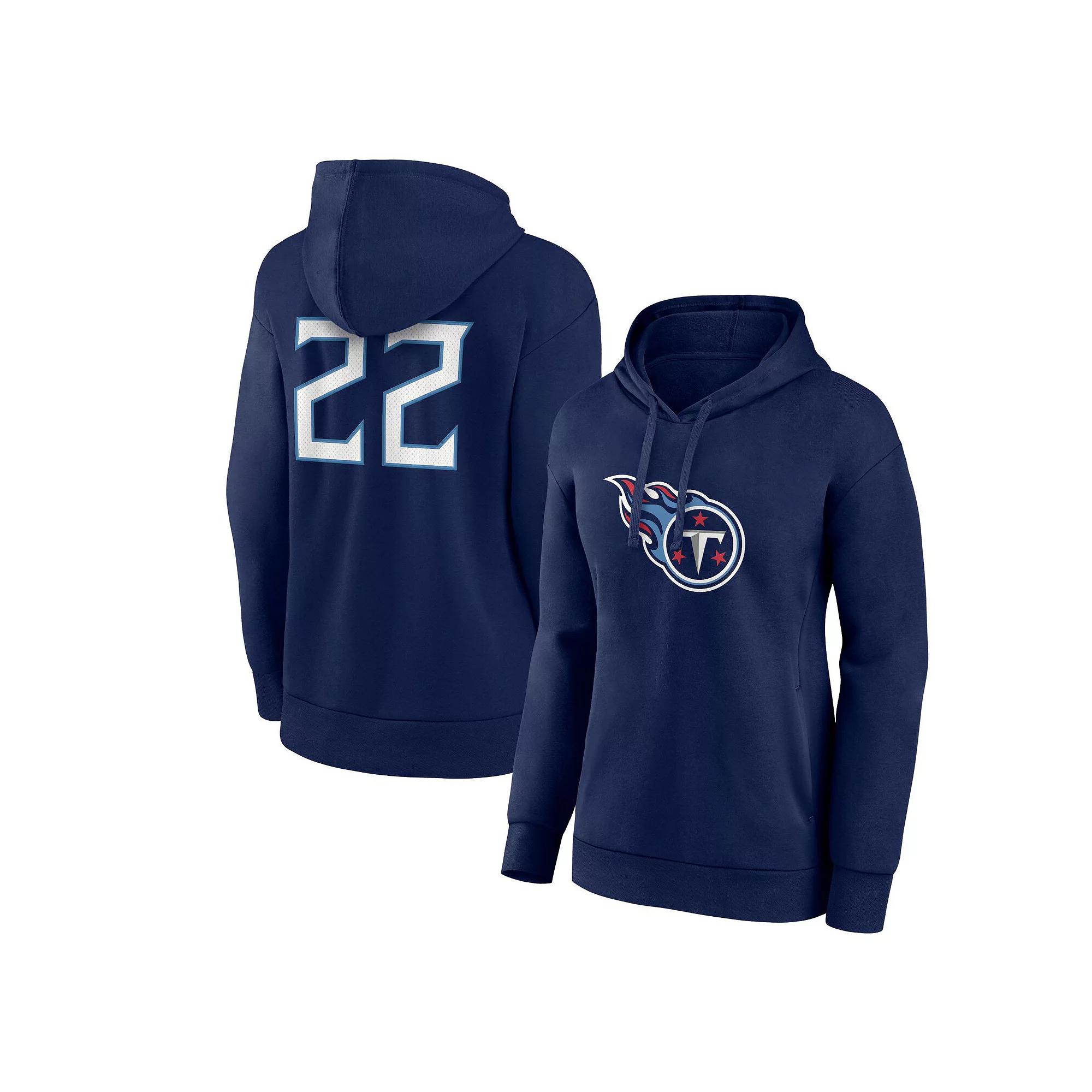 Women's Fanatics Branded Derrick Henry Navy Tennessee Titans Player Icon Name & Number Pullover Hoodie, Size: Small, Blue Product Image