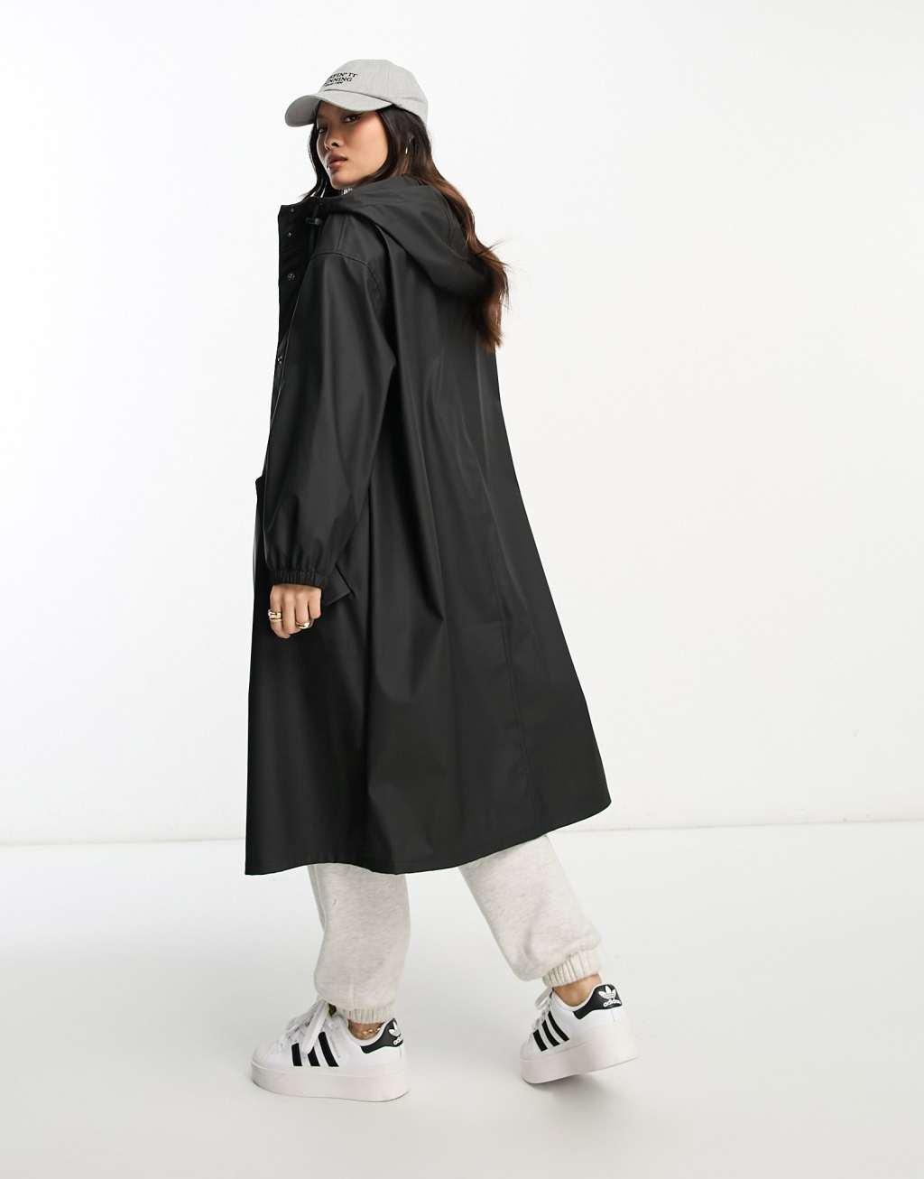 ASOS DESIGN Petite rubberized rain parka coat Product Image