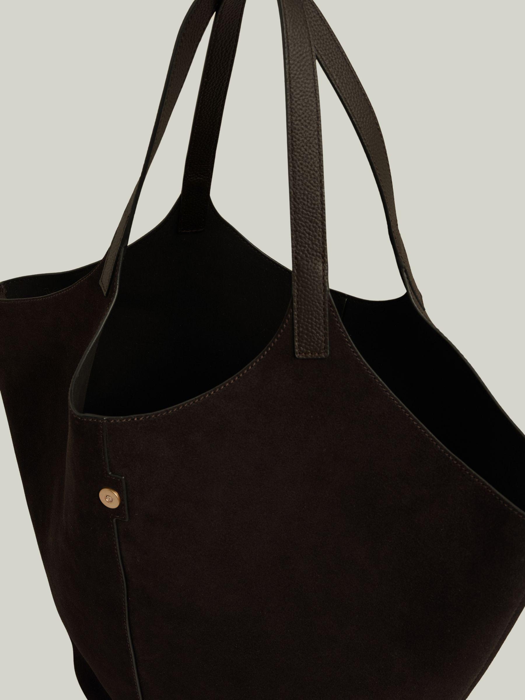 Leather And Suede Tote Bag in Chocolate Product Image