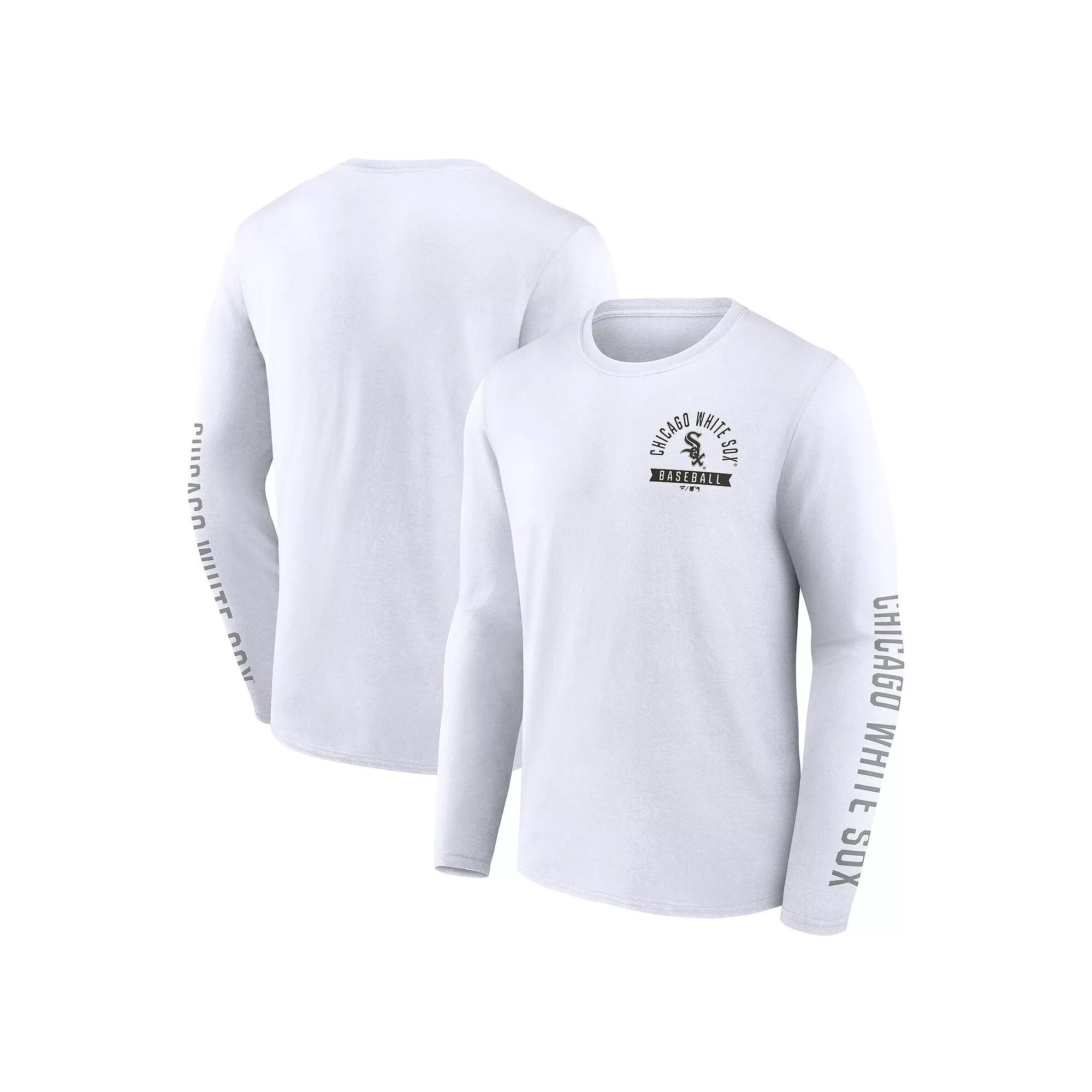 Men's Fanatics White Chicago White Sox Press Box Long Sleeve T-Shirt,  Product Image
