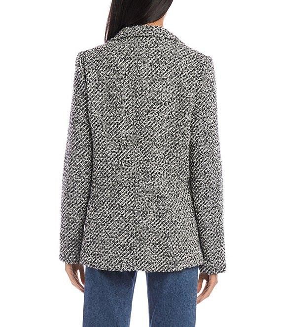 Karen Kane Texture Tweed Notch Lapel Long Sleeve Patch Pocket Button-Front Blazer Product Image