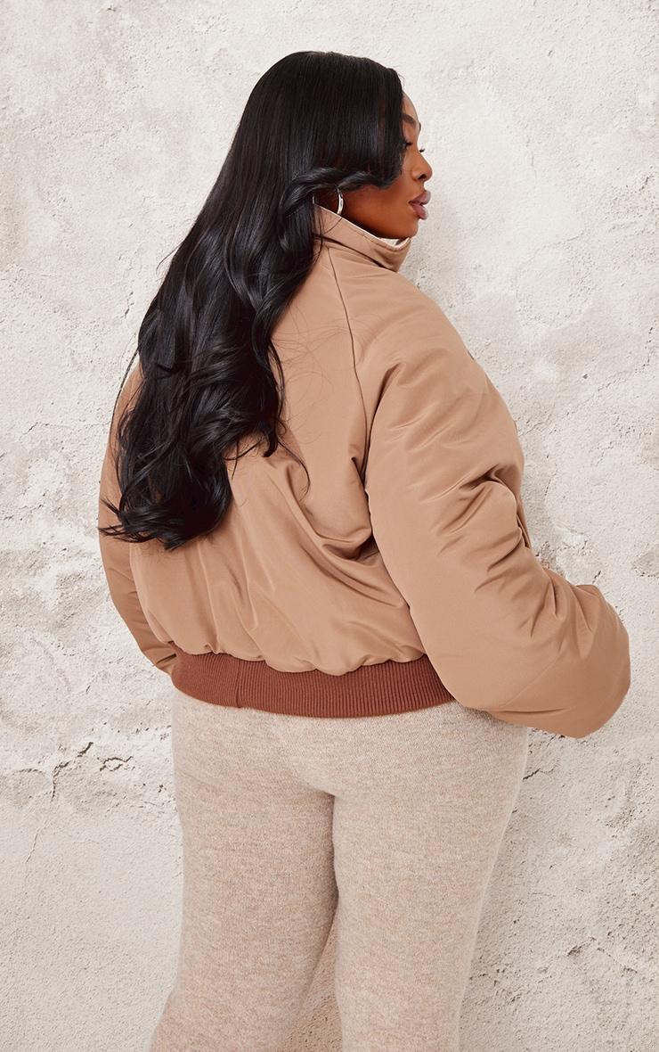 Plus Taupe And Sand Reversible Bomber Puffer Product Image