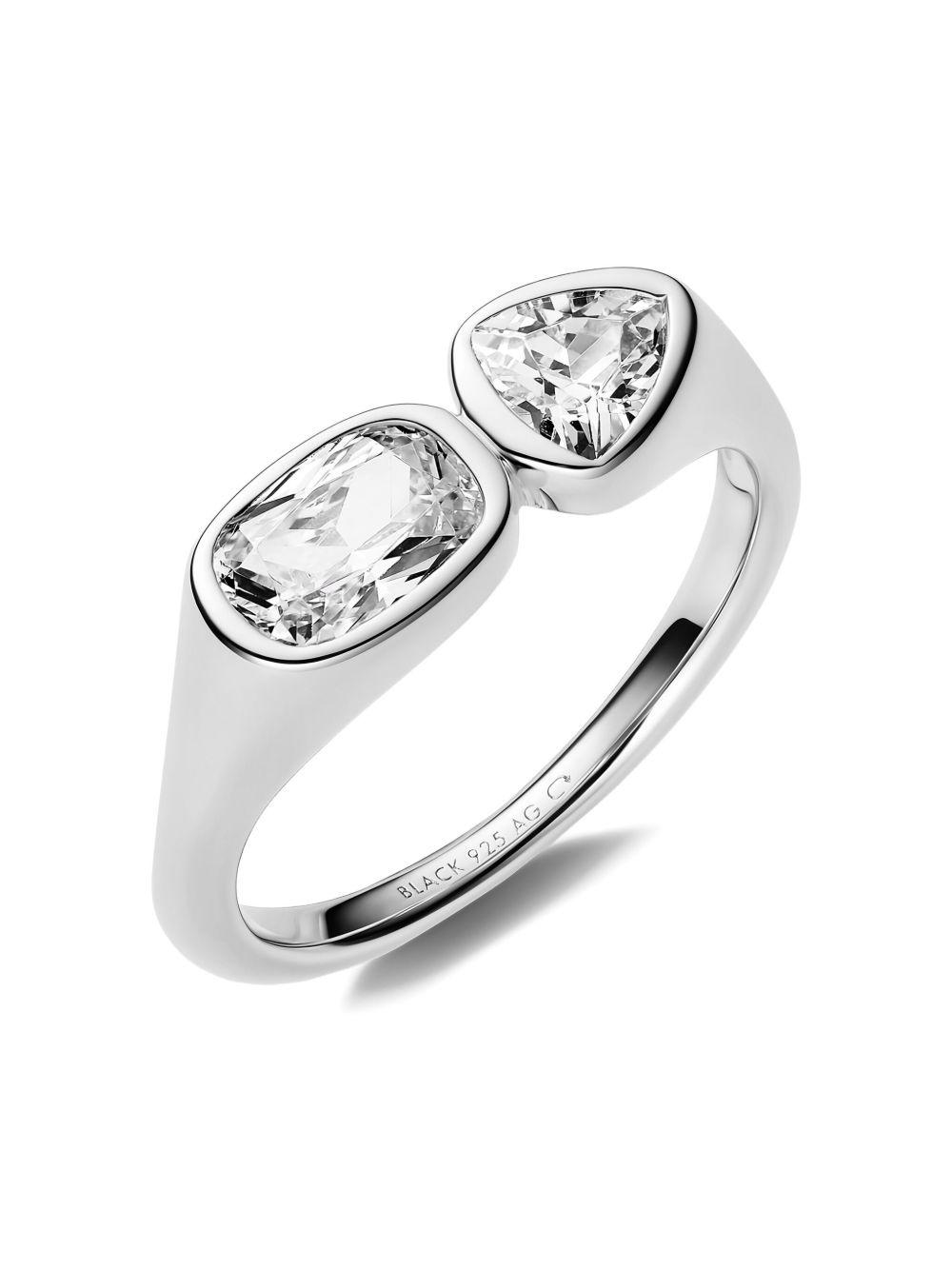 sterling silver double-stone signet ring Product Image