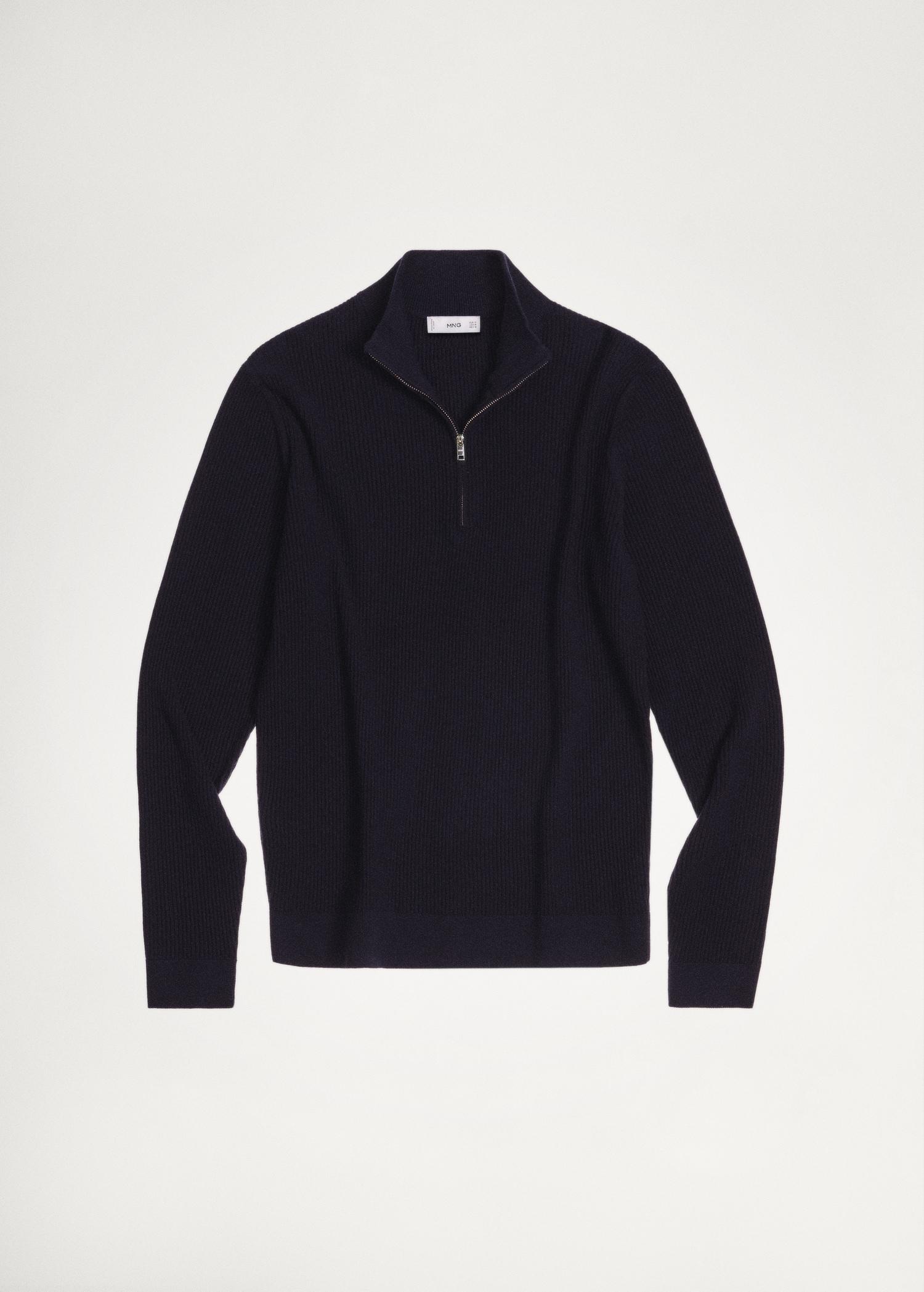 100% merino wool perkins-neck sweater with zipper - Men | MANGO USA Product Image