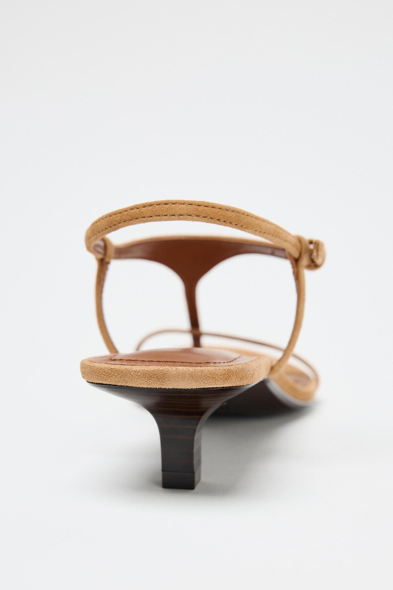 SUEDE KITTEN HEEL SANDALS Product Image