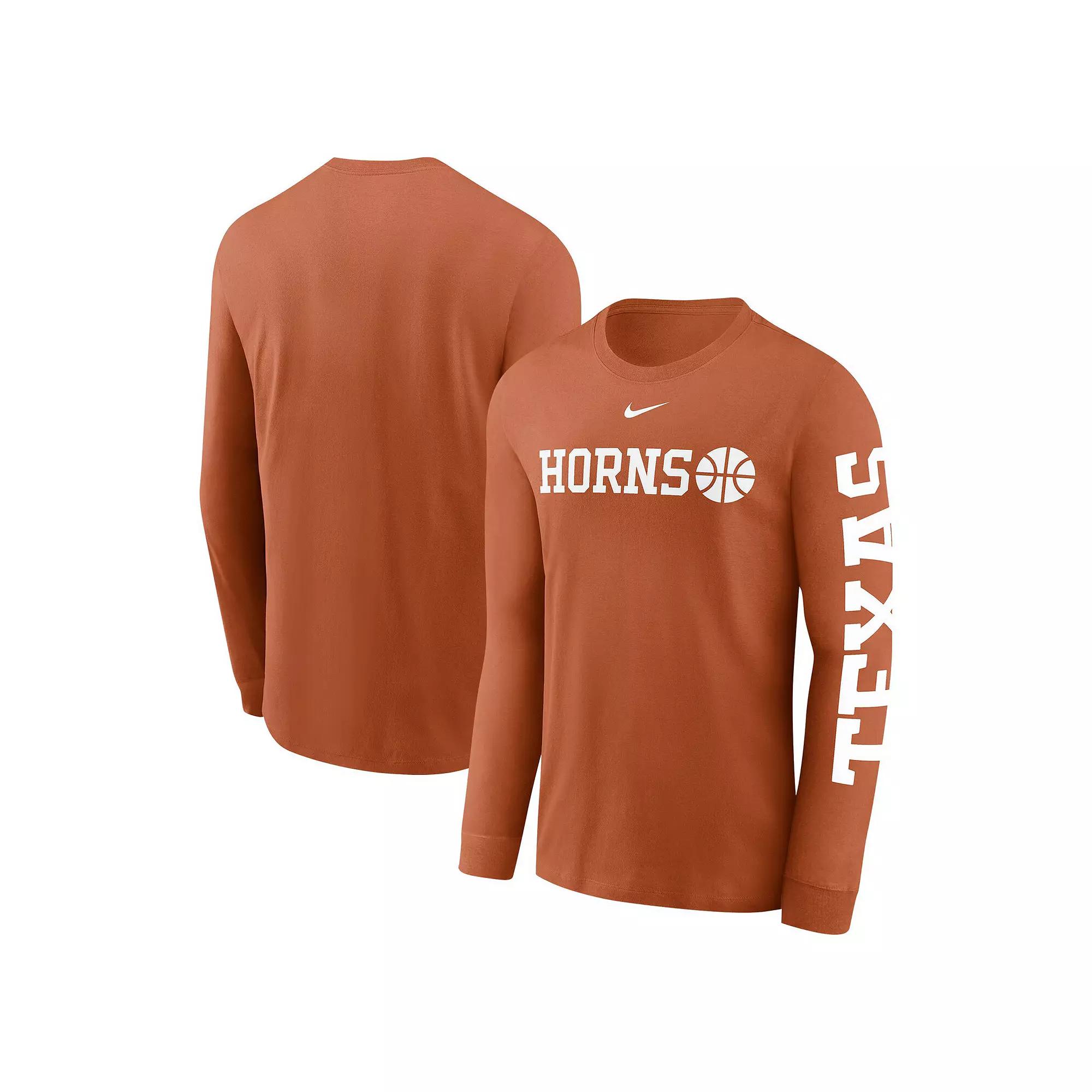 Men's Nike Texas Orange Texas Longhorns Basketball Icon Two-Hit Long Sleeve T-Shirt,  Product Image