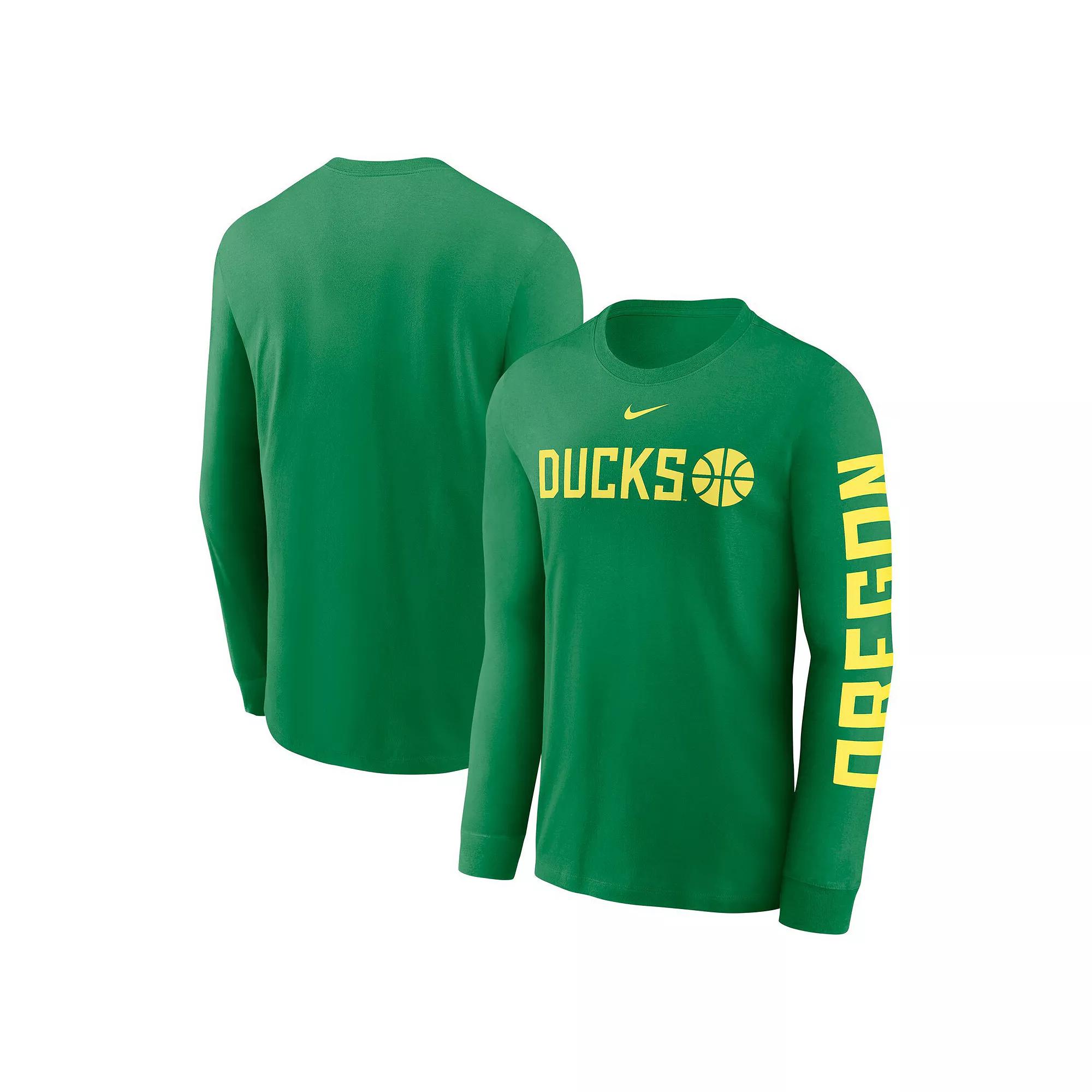 Men's Nike Apple Green Oregon Ducks Basketball Icon Two-Hit Long Sleeve T-Shirt,  Product Image