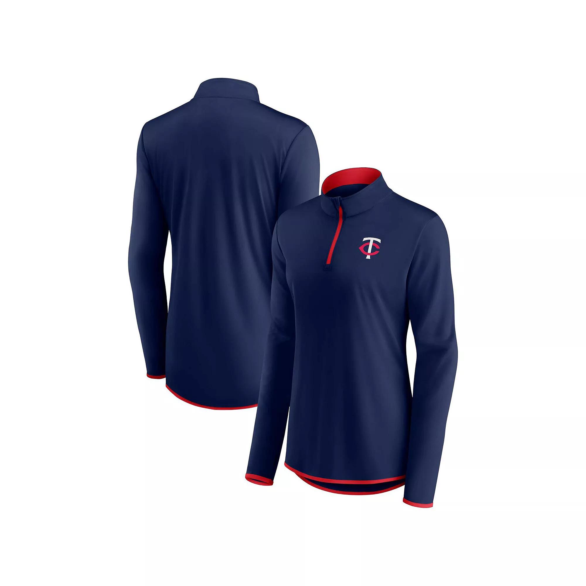 Women's Fanatics Branded Navy Minnesota Twins Corner Quarter-Zip Top,  Product Image