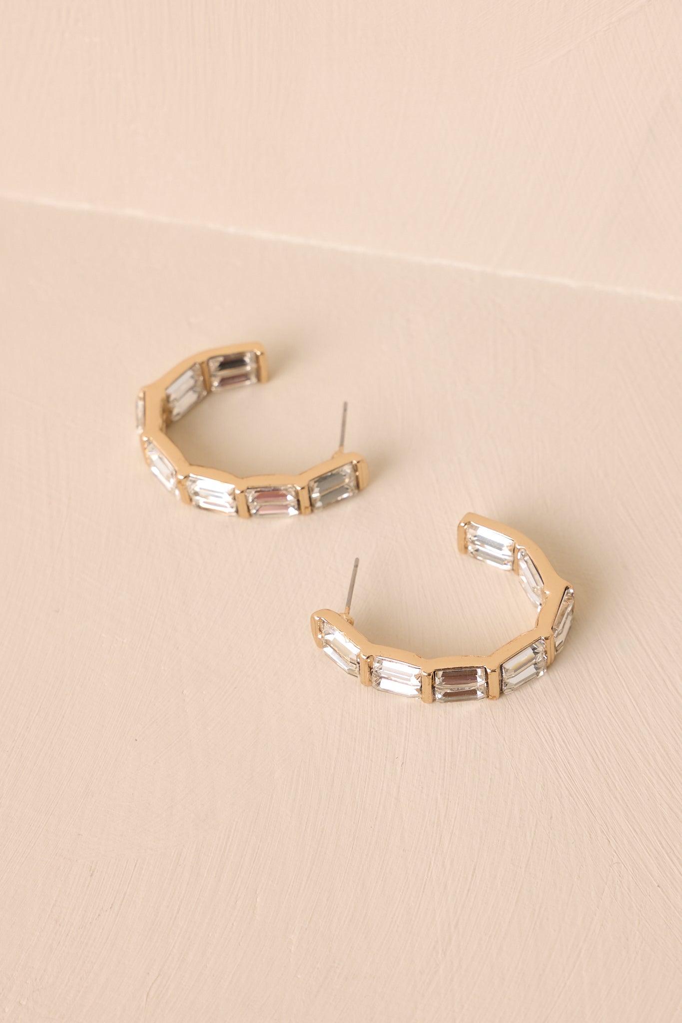 Such A Romantic Gold Rhinestone Hoop Earrings Product Image