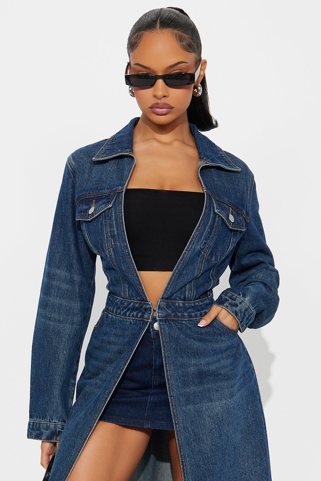 Making Moves Denim Trench Coat - Medium Wash Female Product Image