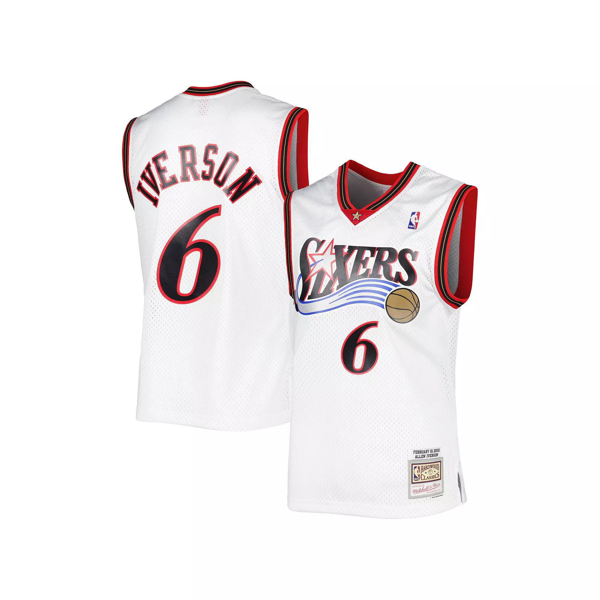 Men's Mitchell & Ness Allen Iverson White Philadelphia 76ers 2001/02 Hardwood Classics Swingman Jersey,  Product Image