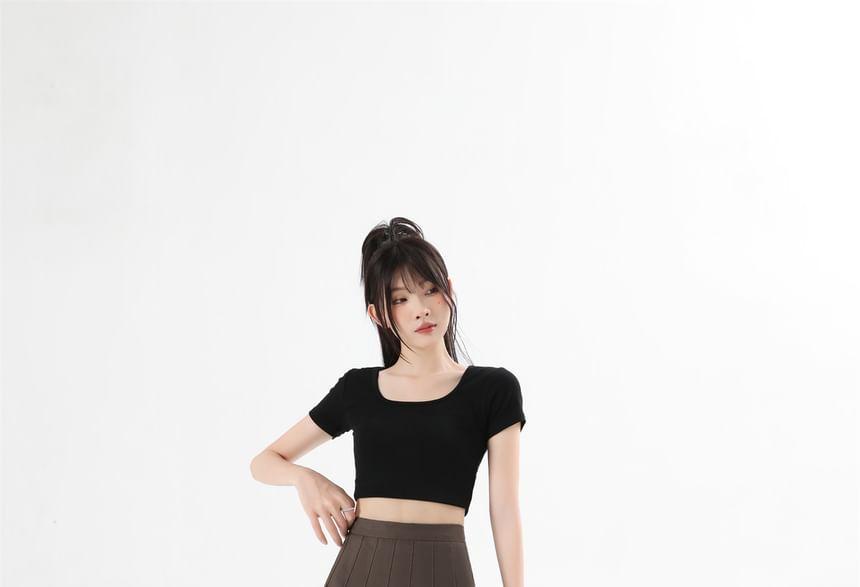 High Waist Plain Pleated A-Line Skirt (Various Designs) Product Image