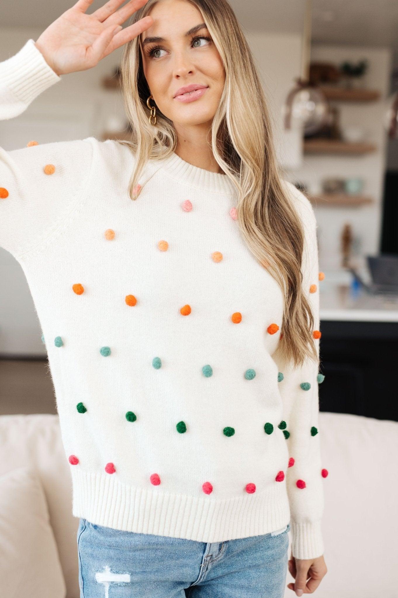 Candy Buttons Pom Detail Sweater (Online Exclusive) Product Image