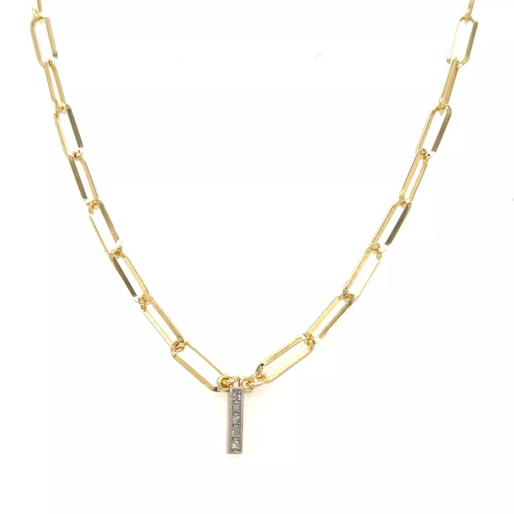 Meshmerise 18k Gold Over Silver 1/6 Carat T.W. Diamond Paperclip Initial Necklace, Women's, Size: 16-18" ADJ, Gold Tone I Product Image