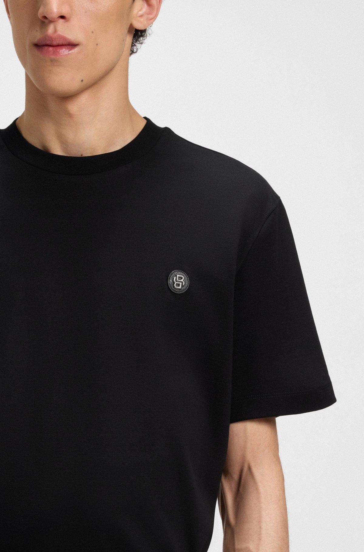 BOSS - Regular-fit T-shirt in cotton with monogram print - Black Product Image