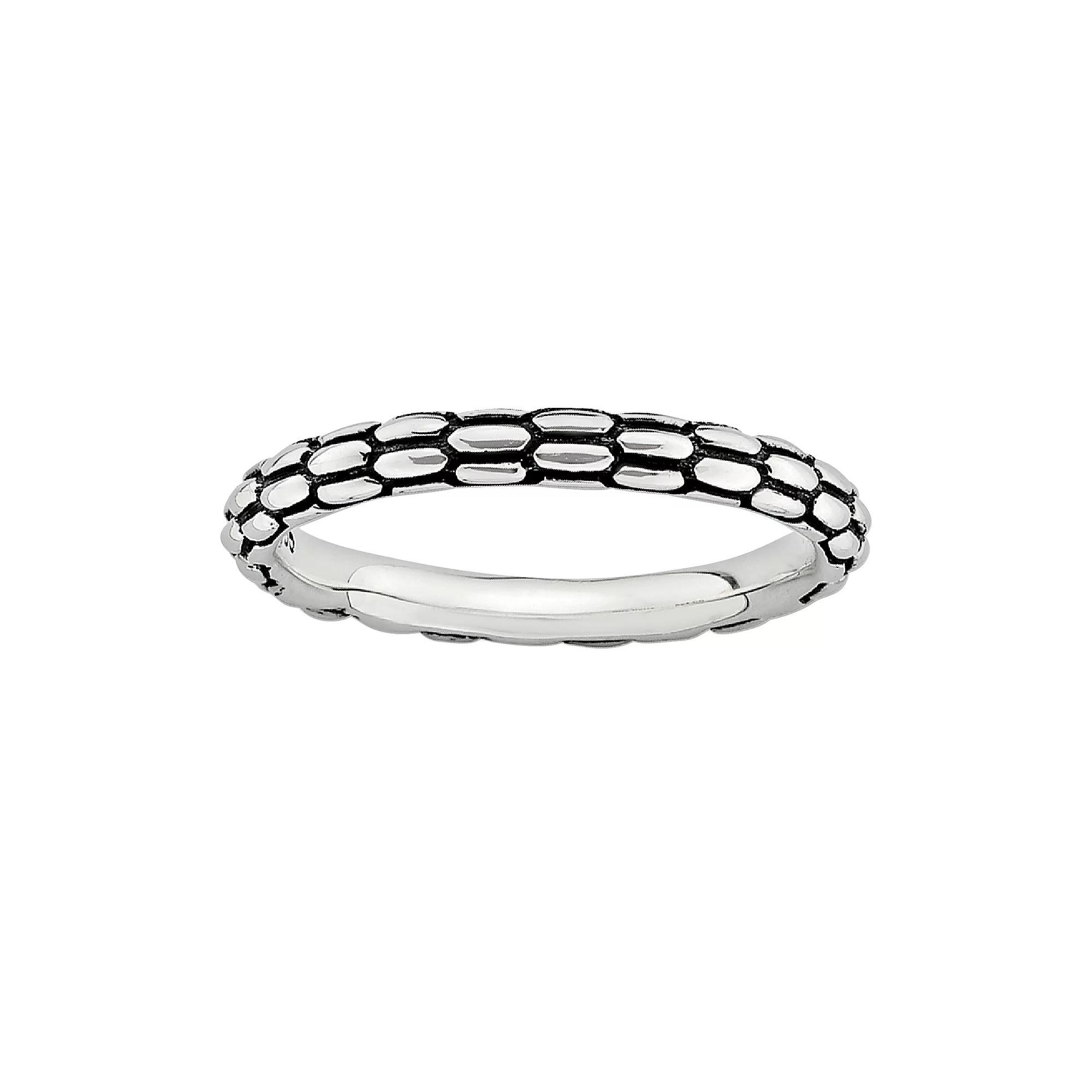 Stacks & Stones Sterling Silver Textured Stack Ring, Women's, Size: 8 Product Image