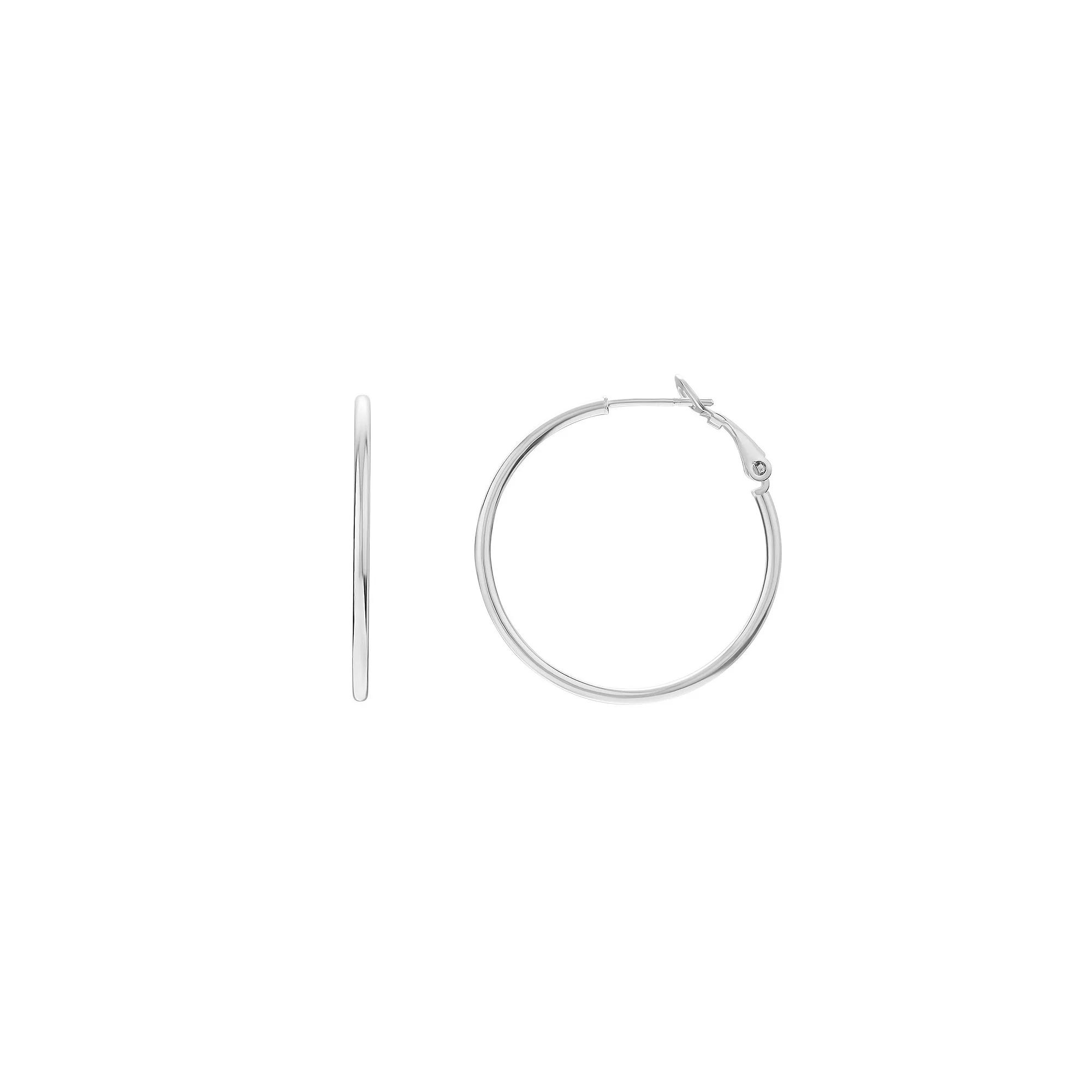 PRIMROSE Sterling Silver Tube Hoop Earrings, Women's, Size: 30MM Product Image