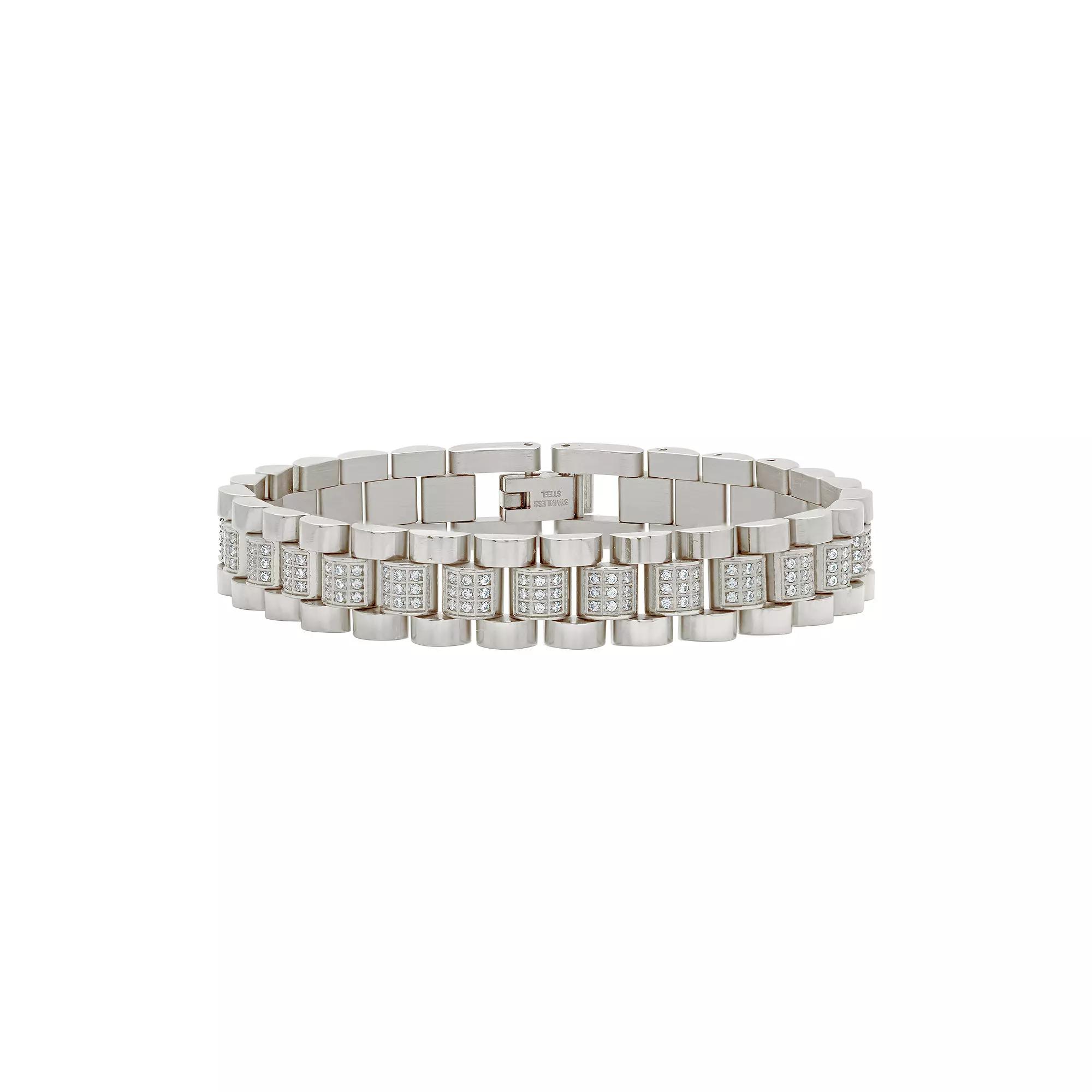 MC Collective Cubic Zirconia Accent Watch Band Chain Bracelet, Women's,  Product Image