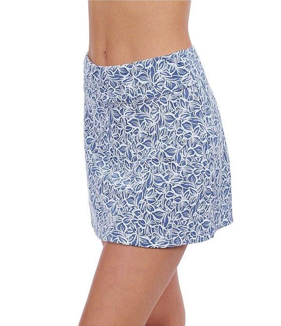 Profile by Gottex Plumeria Texture Knit Leafy Print High Waist Pull-On Skirted Swim Cover-Up Product Image