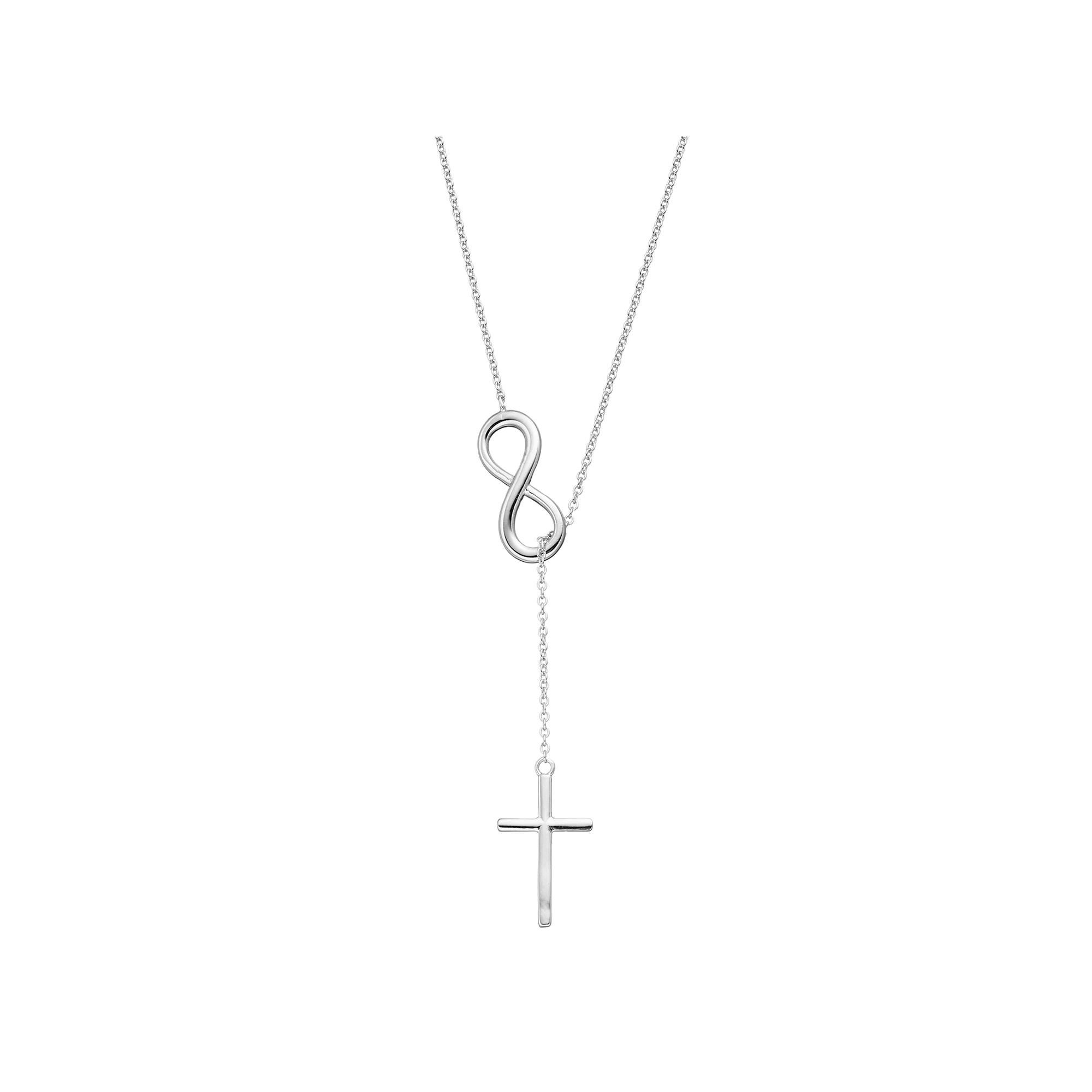 Sterling Silver Infinity & Cross Lariat Necklace, Women's, Size: 16-18" ADJ Product Image