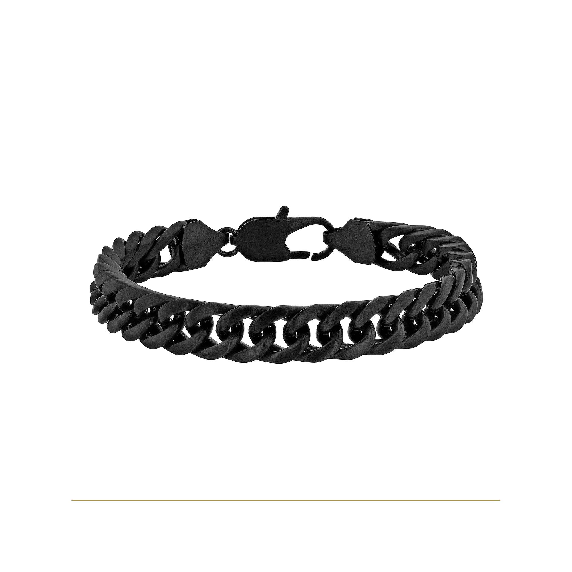 Steel Nation Men's Black Ion-Plated Stainless Steel Curb Link Bracelet, Size: 8.75 Product Image