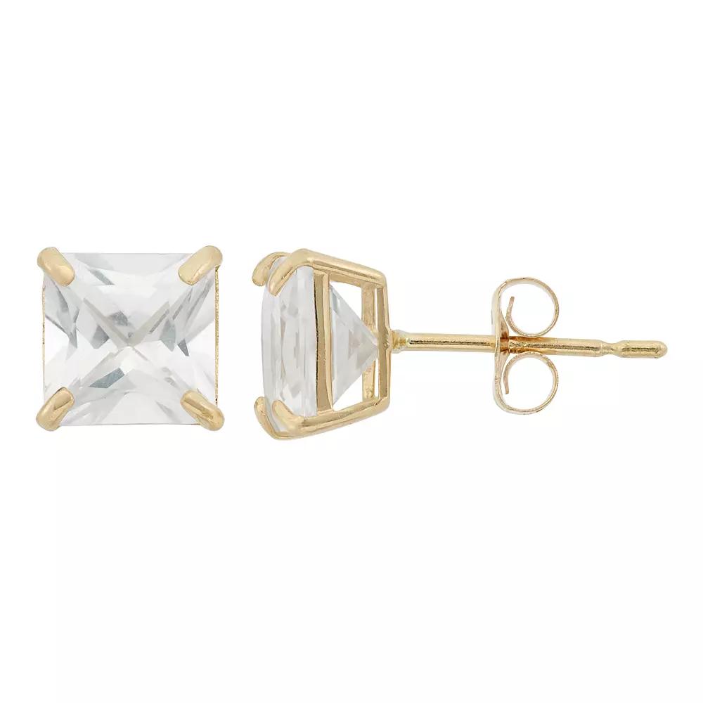 Designs by Gioelli Lab-Created White Sapphire 10k Gold Stud Earrings, Women's Product Image