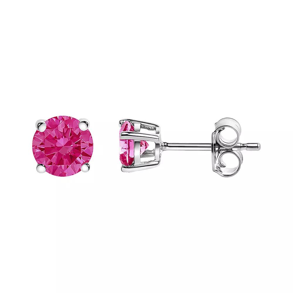 Haus of Brilliance 14k Gold 1/2 Carat T.W. Lab-Grown Pink Diamond Solitaire Stud Earrings, Women's, 14k White Gold Product Image