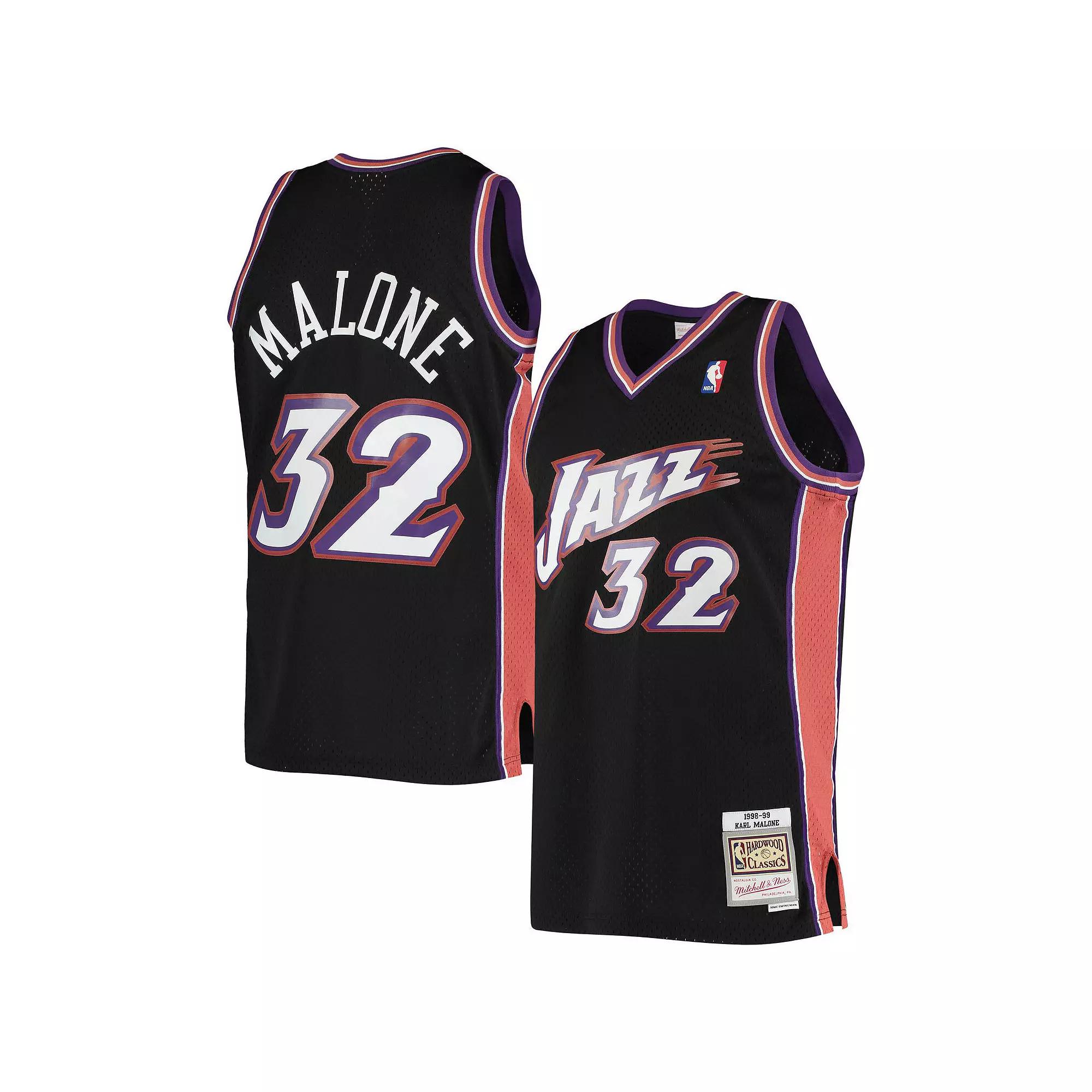 Men's Mitchell & Ness Karl Malone Black Utah Jazz 1998-99 Hardwood Classics Swingman Jersey, Size: Medium, Jaz Black Product Image