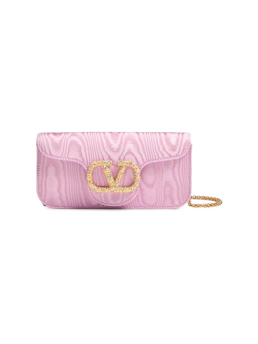 Womens Loc Moir Fabric Clutch with Jewel Logo Product Image