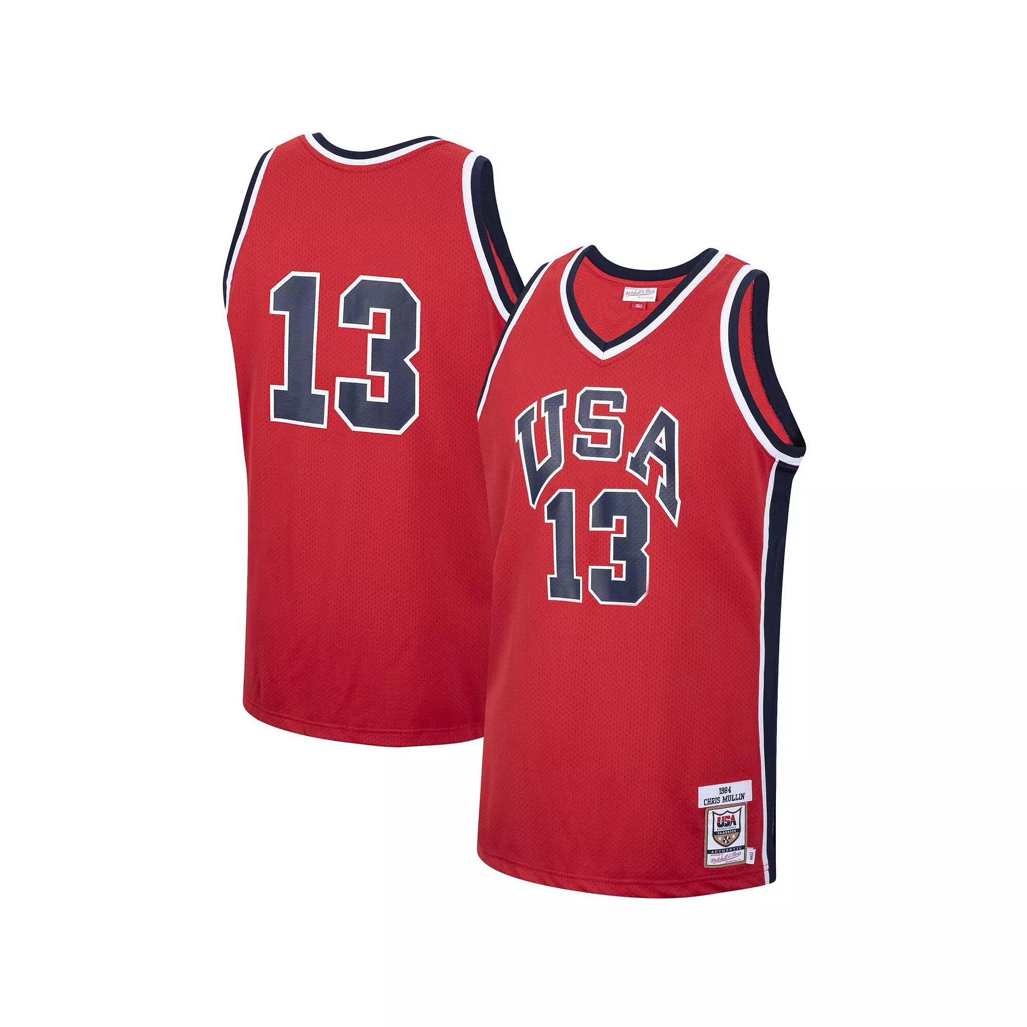 Men's Mitchell & Ness Chris Mullin Red USA Basketball Authentic 1984 Jersey,  Product Image