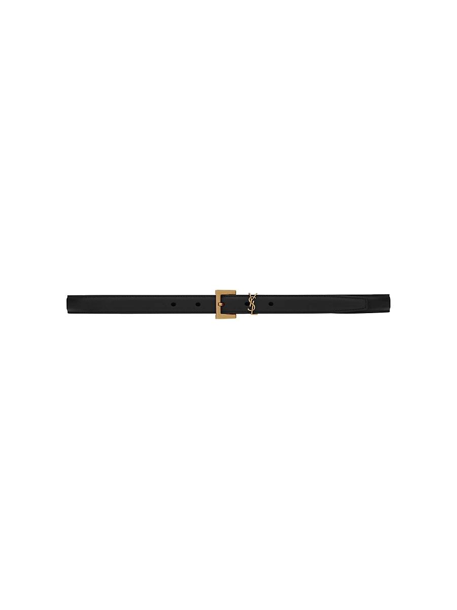 Womens Cassandre Thin Belt with Square Buckle in Smooth Leather Product Image